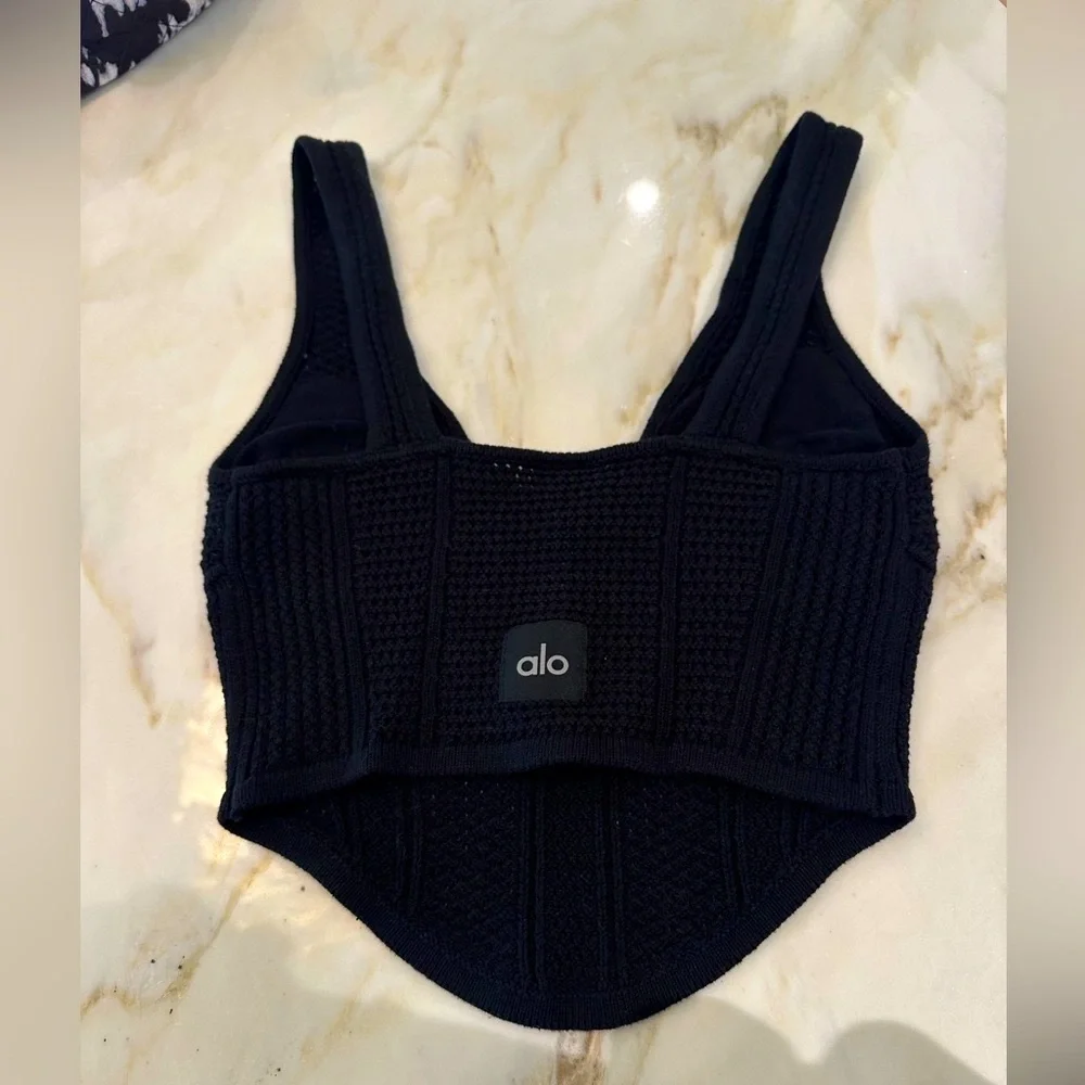 ALO yoga open knit chase the sun corset tank black - Picture 4 of 7